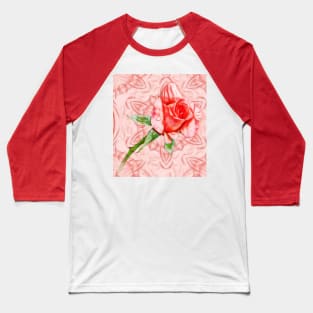 Pink rose on elegant kaleidoscope Baseball T-Shirt